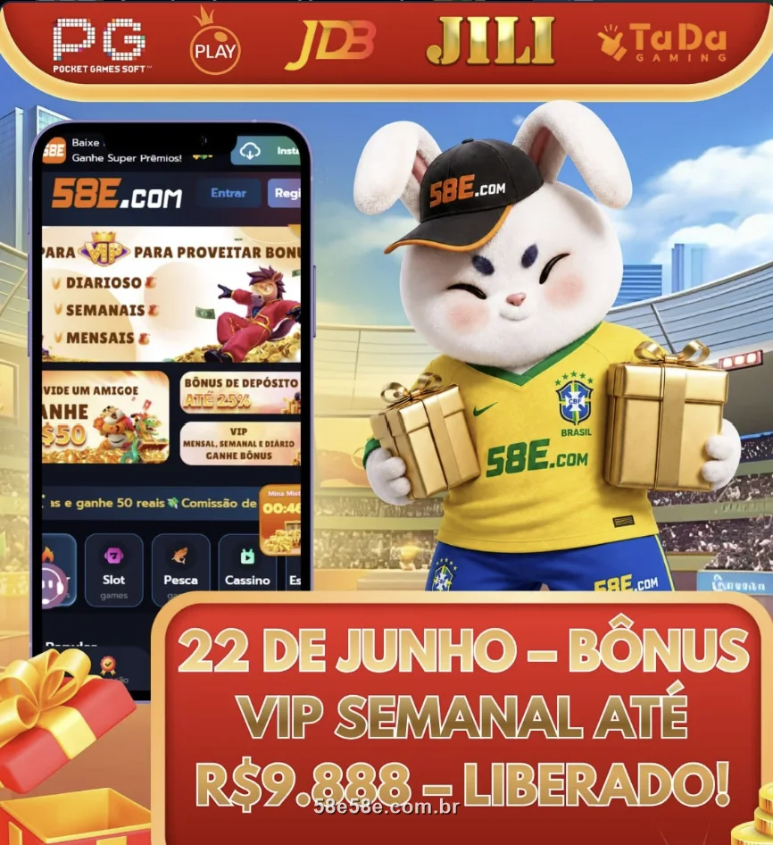 Banner do bônus VIP semanal de até R$9.888 do 58E