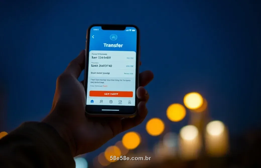 Pessoa confirmando um pagamento por PIX no celular à noite